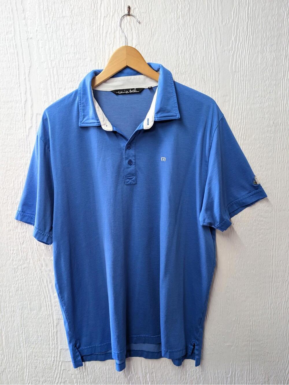 Travis Mathew Blue Polo Shirt Pima Cotton Blend Short Sleeve Golf Preppy Size XL